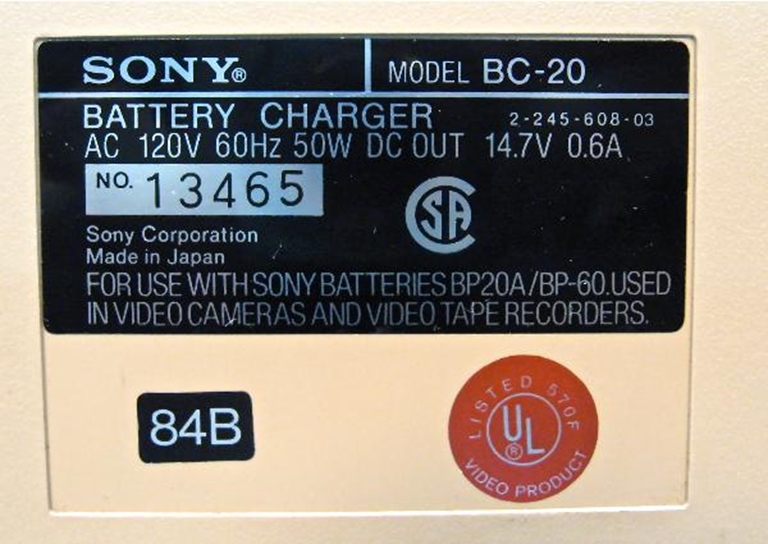Picture of Sony BC-20 Battery Charger, for parts.