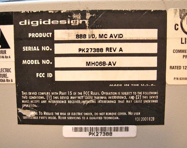 Picture of Avid Digidesign 888 Audio I/O, Model MH068-AV