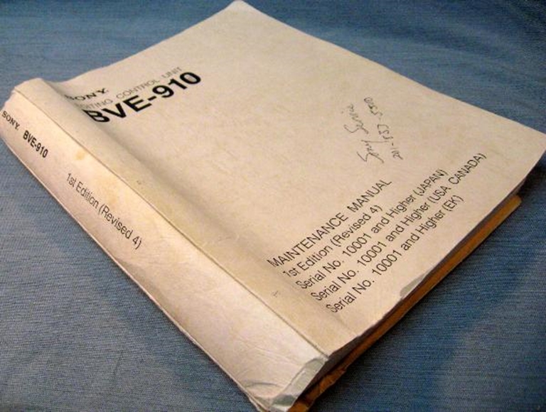 Picture of Sony BVE-910 Maintenance Manual 1st Edition (Revised 4)