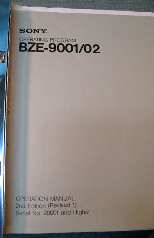 Picture of Sony BZE-9001/02 Operation Manual 2nd Edition (Revised 1)