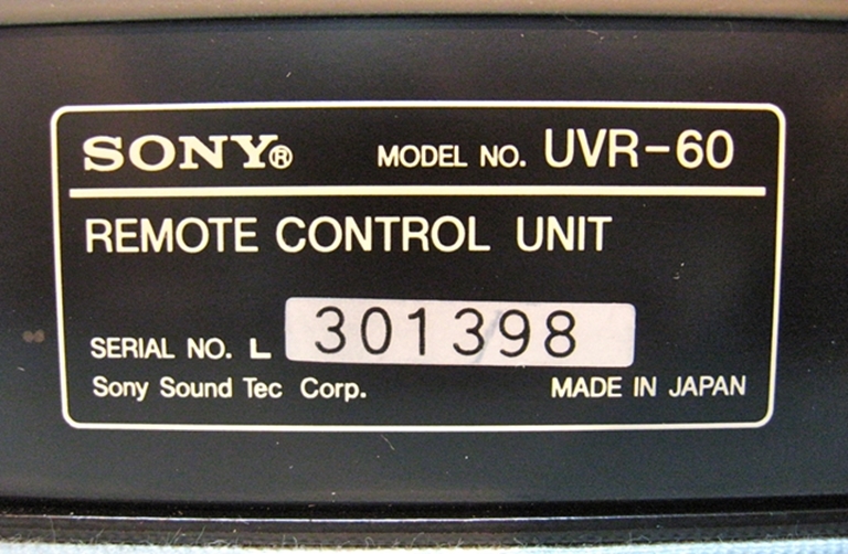 Picture of Sony UVR60 TBC Remote control