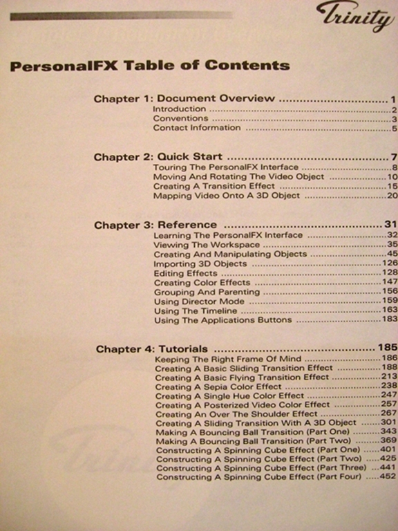 Picture of Trinity Personal FX Manual, Volume 6 V 2.1