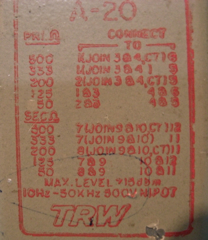 Picture of UTC TRW A-20 Input Transformer, #1