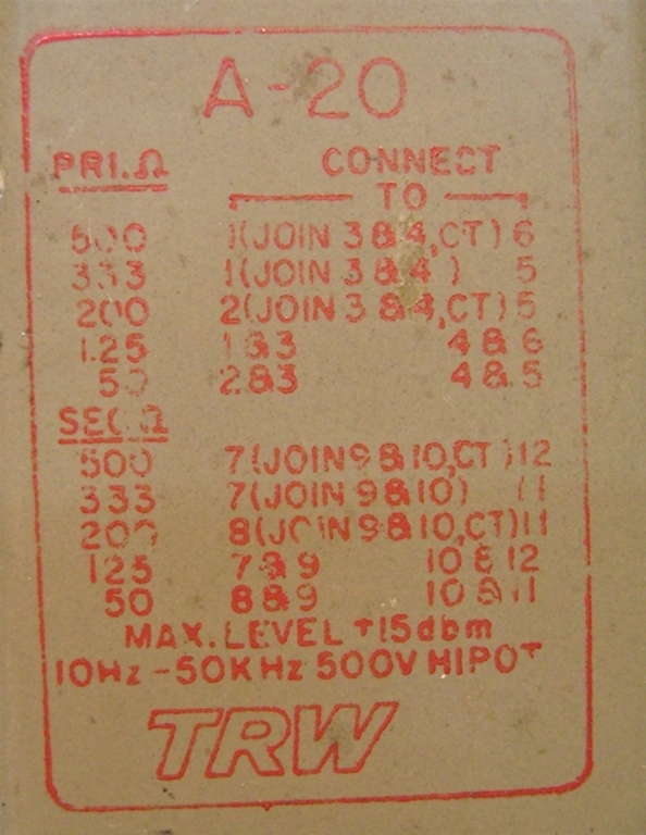 Picture of UTC TRW A-20 Input Transformer, #2