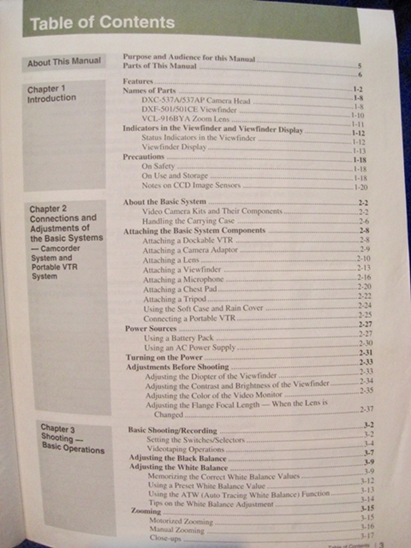 Picture of Sony DXC-537 Operating Instructions