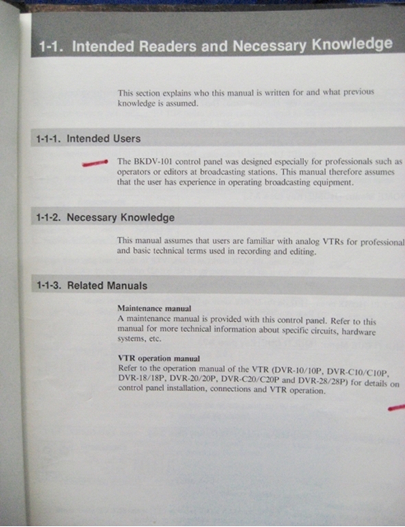 Picture of Sony BKDV-101 Operations Manual.
