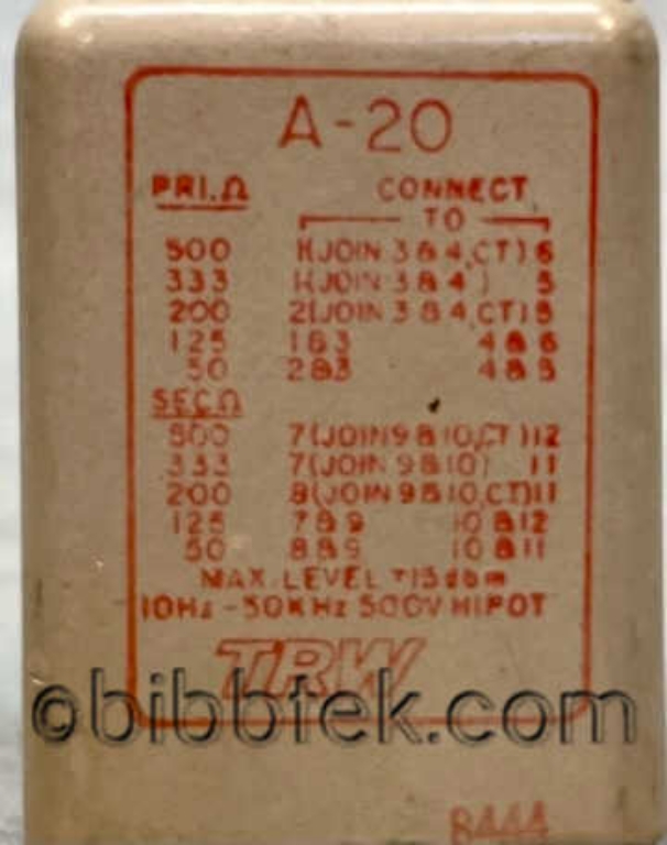 Afbeelding van UTC TRW A-20 Input Transformers.