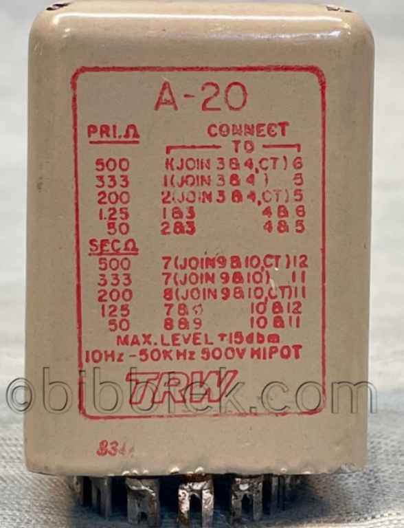 Afbeelding van UTC TRW A-20 Input Transformers.